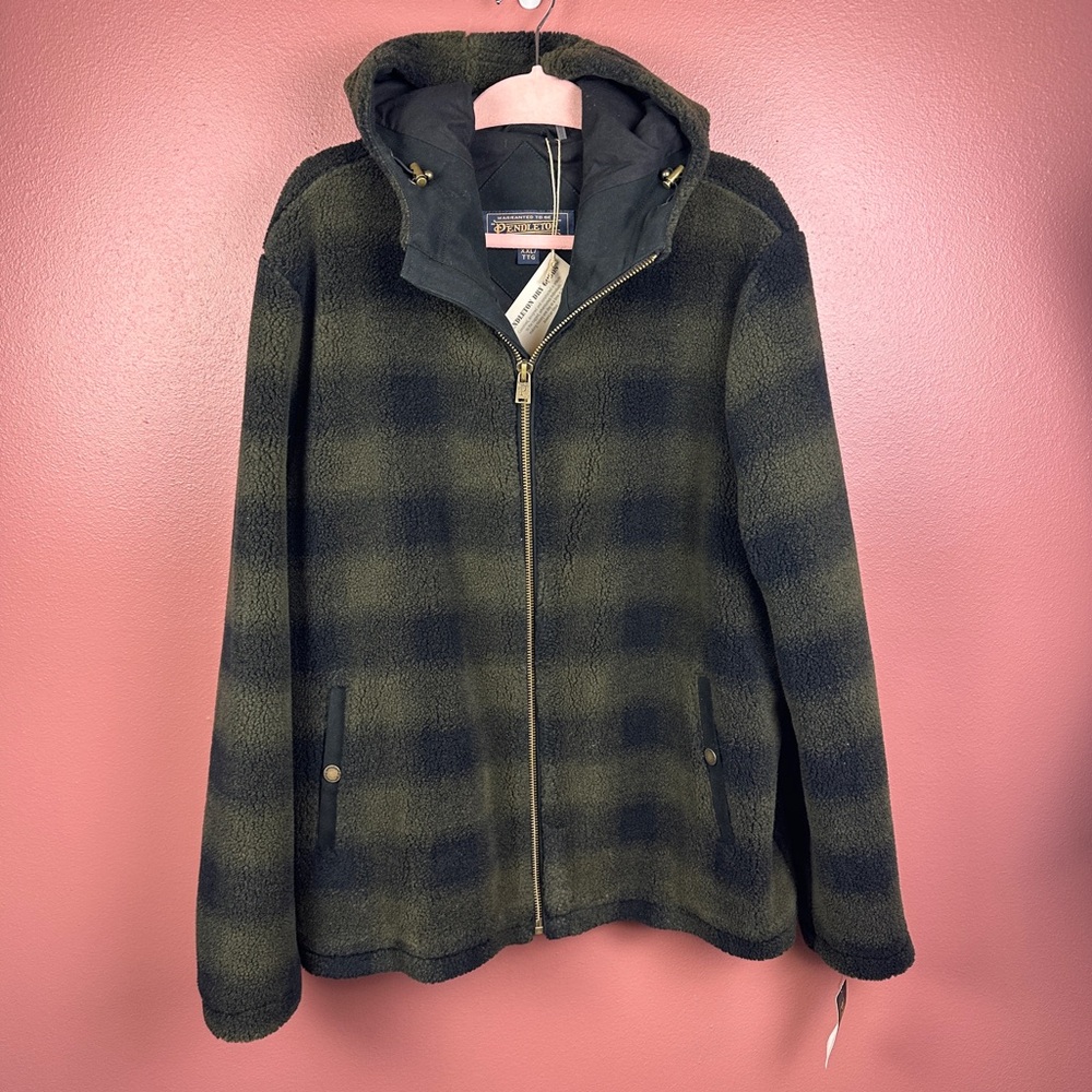 NWT Pendleton Hooded Jacket in olive buffalo size XXL
